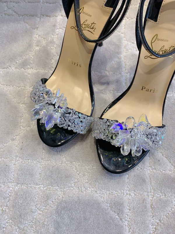 CL Crystal Queen 120 Sandal Black Patent Leather 177122