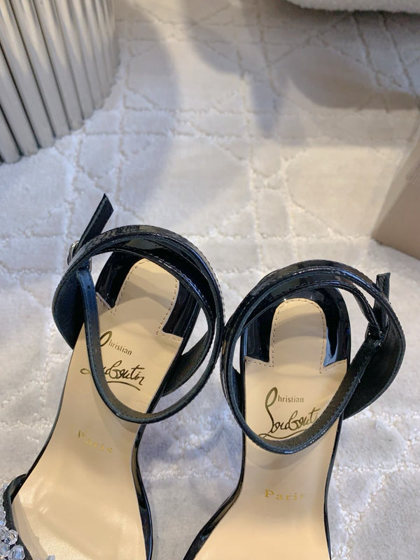 CL Crystal Queen 120 Sandal Black Patent Leather 177122