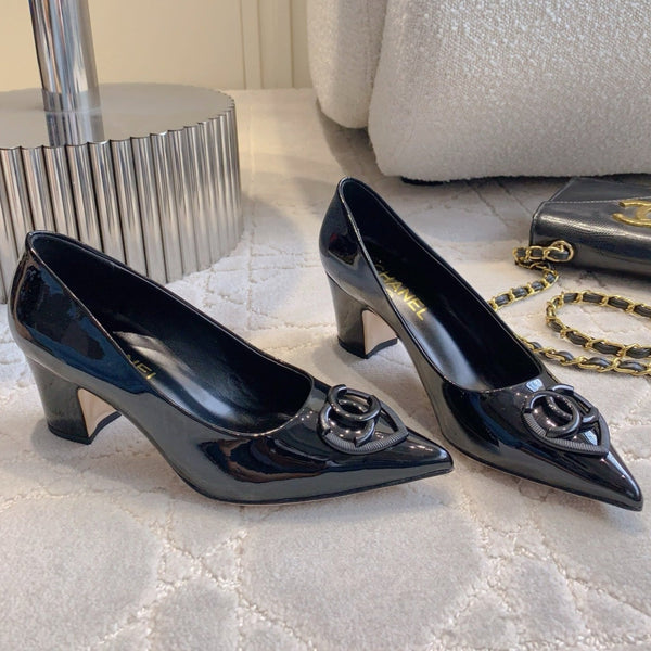 DECOLLETE' ALTA 65 MM IN VITELLO VERNICIATO NERO