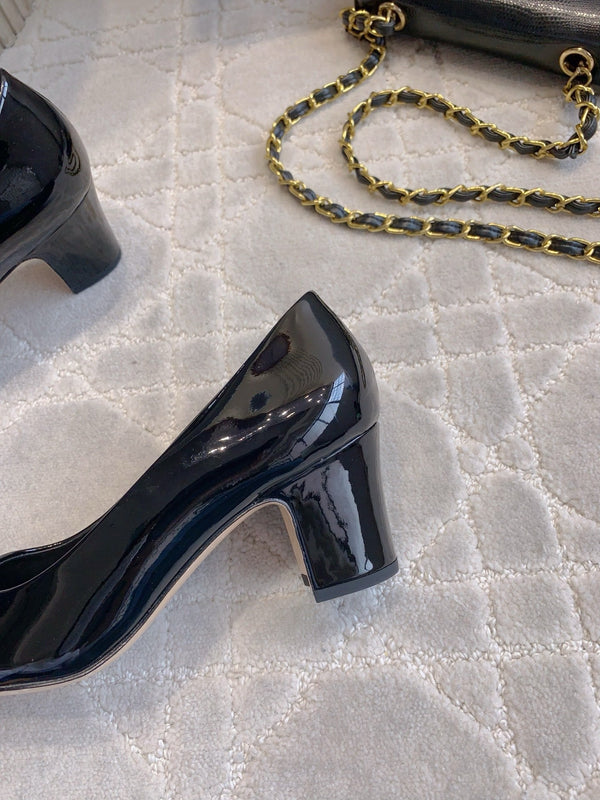 DECOLLETE' ALTA 65 MM IN VITELLO VERNICIATO NERO