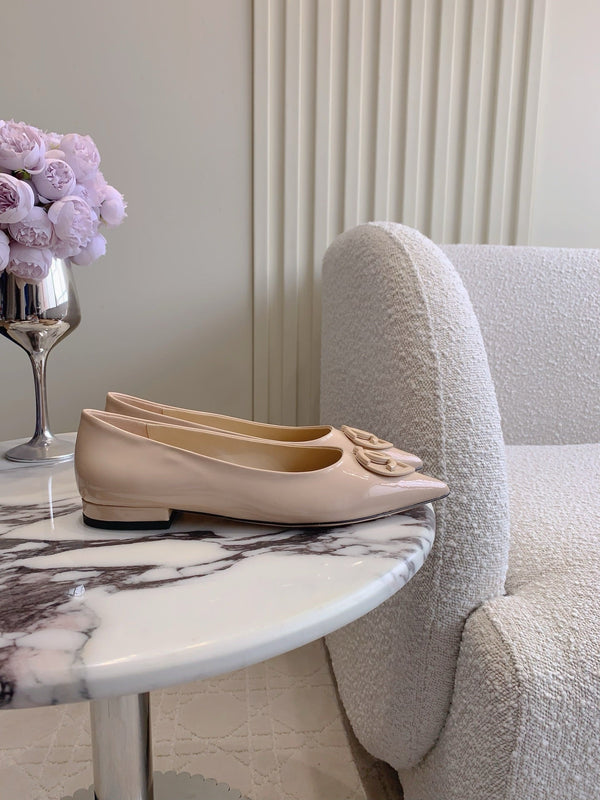 DÉCOLLETÉ PIATTA 2 CM IN VITELLO VERNICIATO BEIGE PANNA