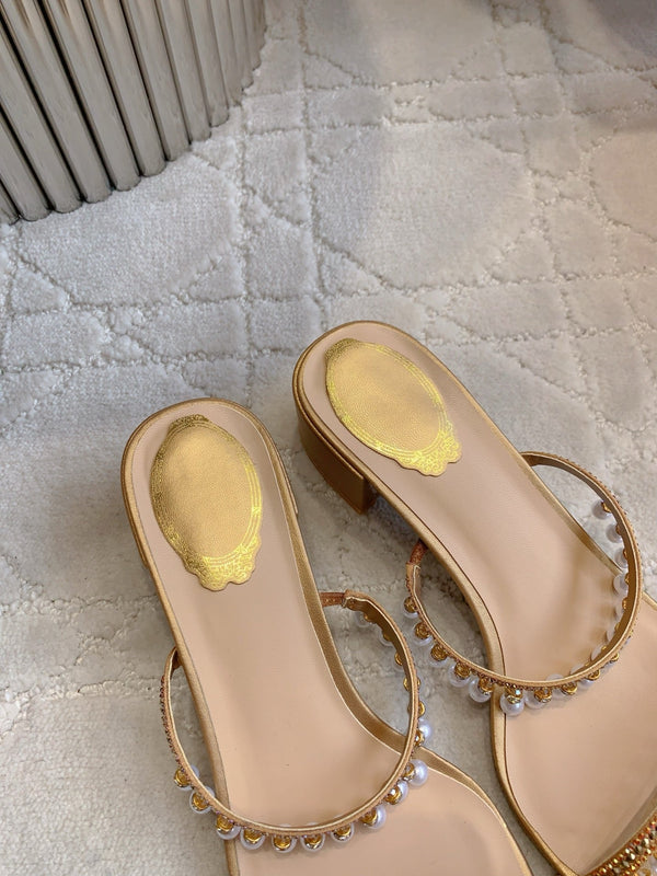 RC Pearl Slippers Gold Sheepskin 328433