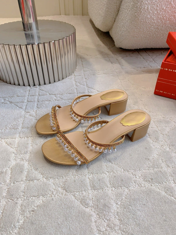 RC Pearl Slippers Gold Sheepskin 328433