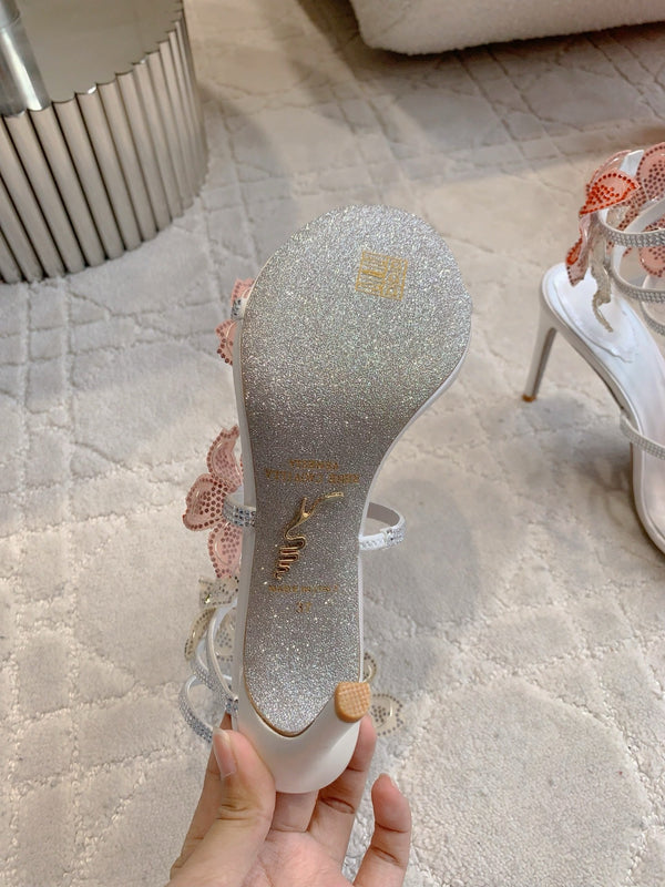 Sandali RC Flower in pelle di pecora argento con strass 328464