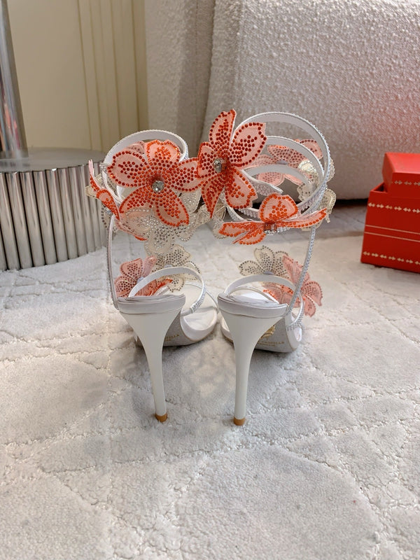 Sandali RC Flower in pelle di pecora argento con strass 328464