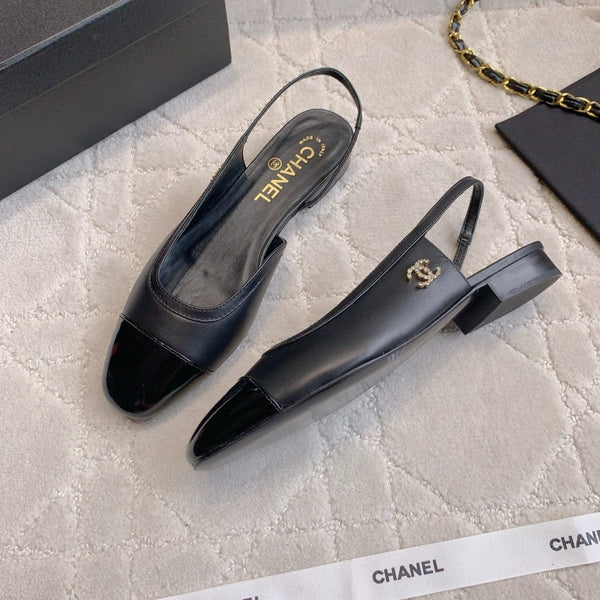 CC Cap Toe Slingback Black Lamskin & Suede 404280