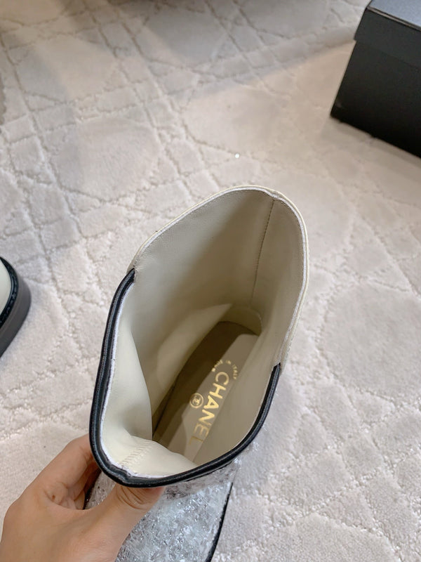 CC Ankle Boot 30mm Slight Beige Cowhide Sliver Glitter 464578