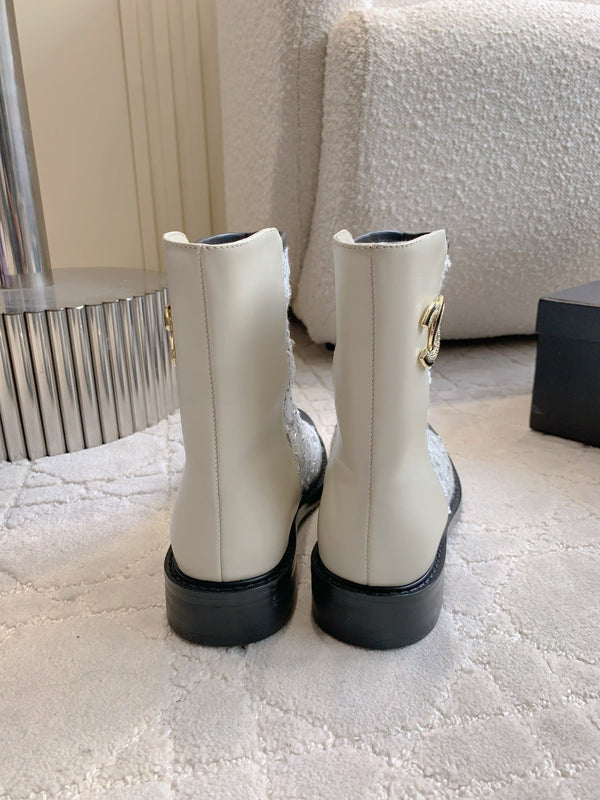 CC Ankle Boot 30mm Slight Beige Cowhide Sliver Glitter 464578