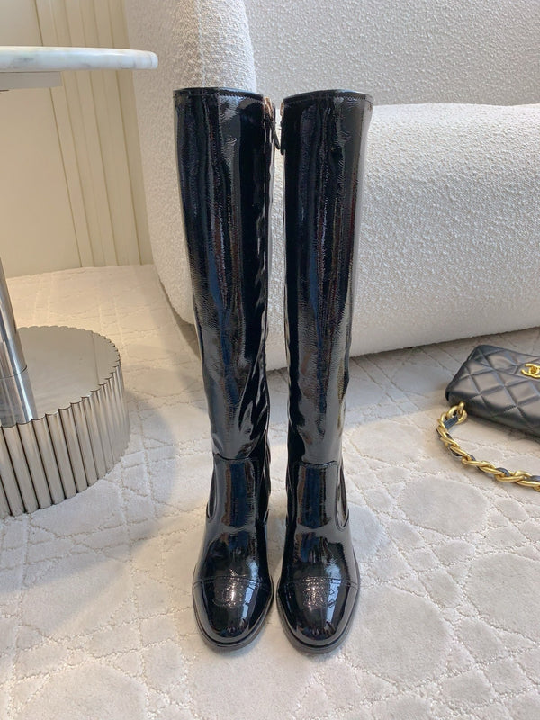CC 25 Heeled Long Boot Black Patent Leather 516683