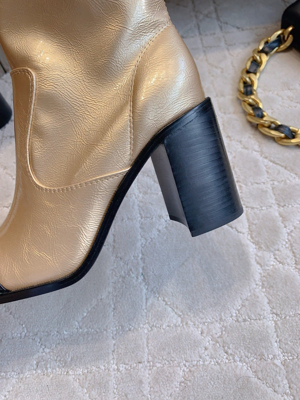 CC 25 Heeled Short Boot Light Gold mix Black Patent Leather 516677
