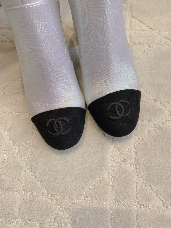 CC 25 Short Boot Light Pink Black Fabric Sheepskin 516638