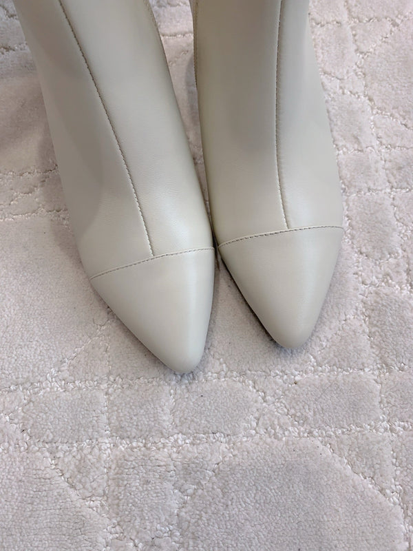 CC 25 Chunky High-heeled Ankle Boots White Calfskin 516658