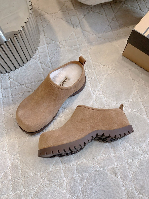 UGG Tazz Slippers Brown Wool Suede Fleece Lining 516913