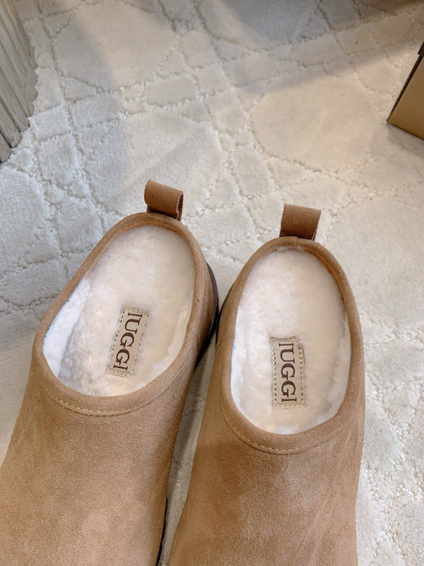UGG Tazz Slippers Brown Wool Suede Fleece Lining 516913