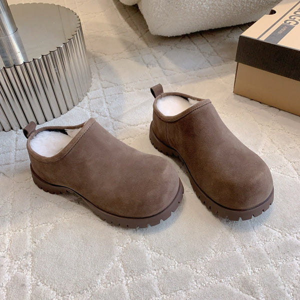 UGG Classic Ultra Mini Mule Reddish Brown Wool Suede Fleece Lining 516912