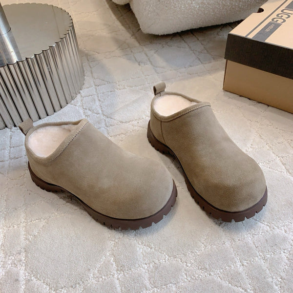 UGG Tazz Slippers Khaki Wool Suede Fleece Lining 516914