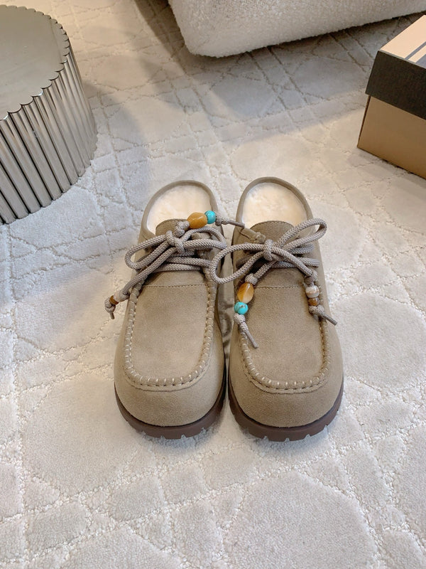 UGG Yupoo Loafers Khaki Wool Suede Mule Fleece Lining 516911