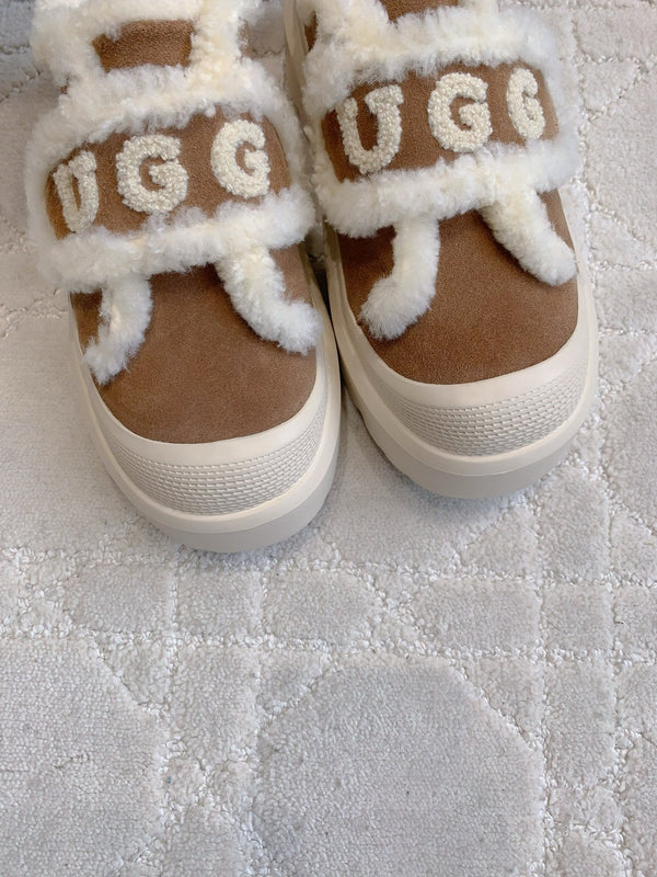 UGG Tazz Slipper Loafers Brown Mix Beige  Suede and Fleece 516904