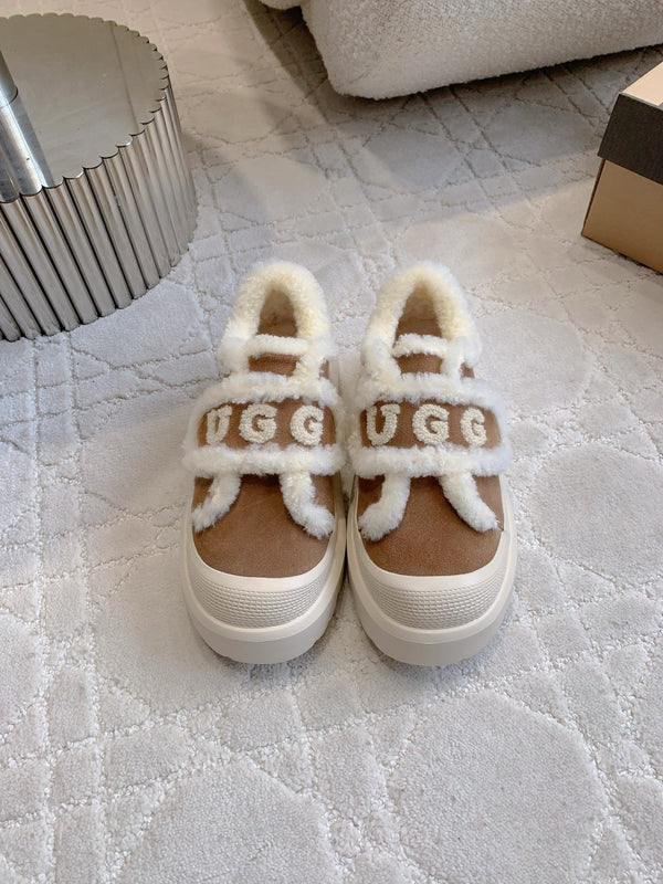 UGG Tazz Slipper Loafers Brown Mix Beige  Suede and Fleece 516904