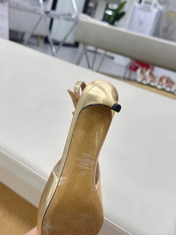 Bepointy Slingback Pumps Bow In Gold Mix Silver Metaliic Cowhide Pale Pink Sheepskin Linning 304248