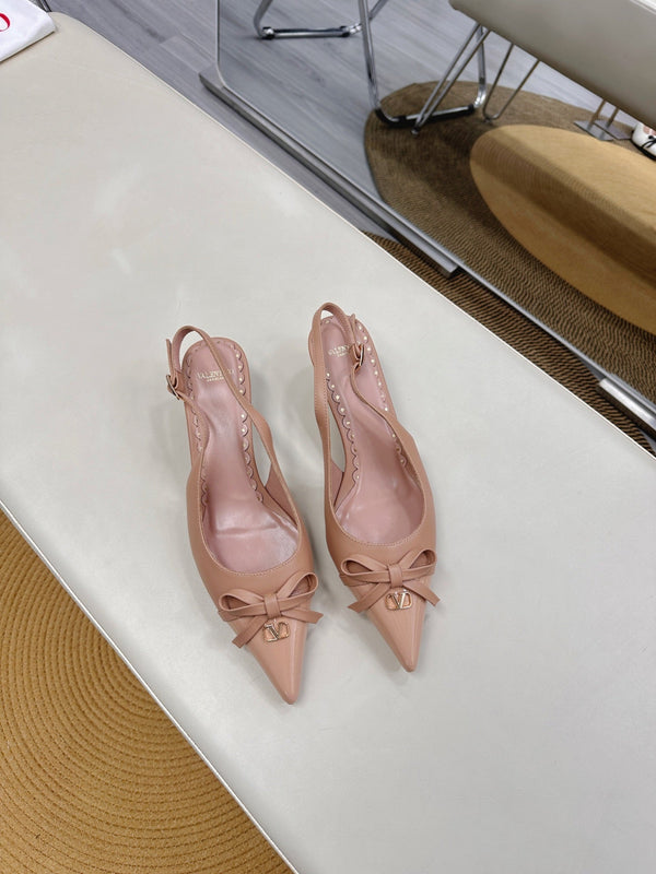 Bepointy Slingback Pumps Bow In Rose Cannelle Cowhide And Patent Leather Pale Pink Sheepskin Linning 304256