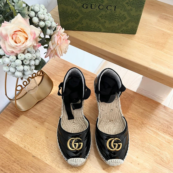 GG  Crochet platform Espadrilles Blush Black