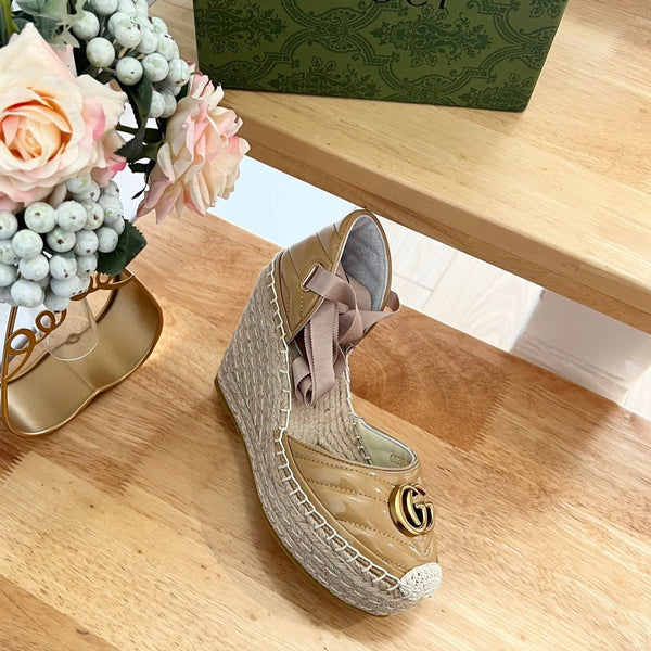GG  Crochet platform Espadrilles Saddle Brown