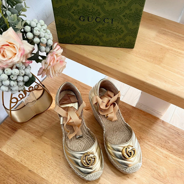 GG  Crochet platform Espadrilles Rose Tan Leather