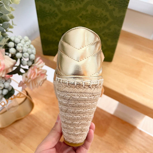 GG  Crochet platform Espadrilles Rose Tan Leather