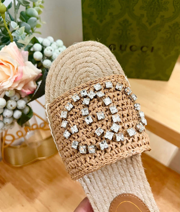 Sandali con logo GG Casual Style Marrone Caramello