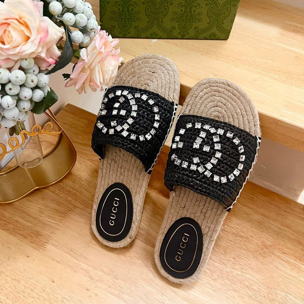 GG  Casual Style Logo Sandals Black