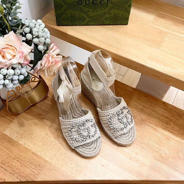 GG  Women High Sandal Shoes Beige