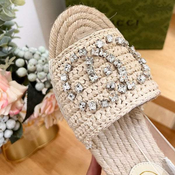 GG  Women High Sandal Shoes Beige