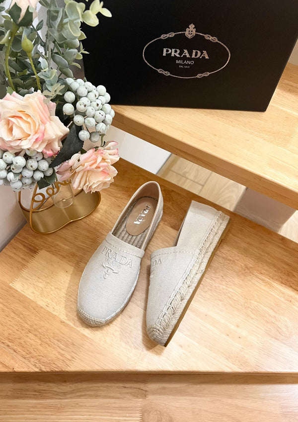 PRA ESPADRILLES LOAFERS CREAMY WHITE LINEN FABRIC