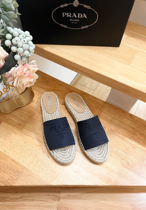 Pra Slide 20 Denim Velvet Beige Sole Rafia