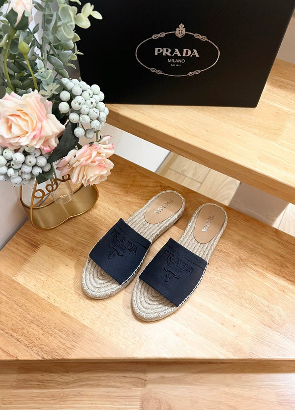 Pra Slide 20 Denim Velvet Beige Sole Rafia