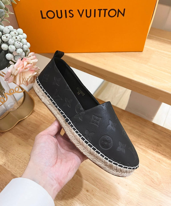 Espadrillas LV in pelle di pecora nera goffrata 240628