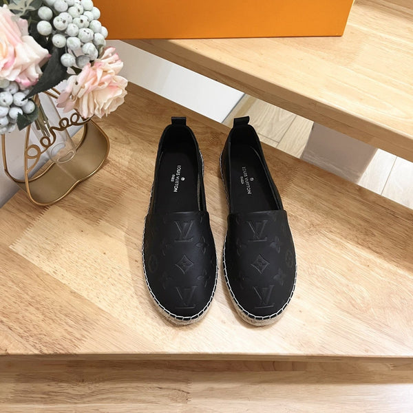 Espadrillas LV in pelle di pecora nera goffrata 240628