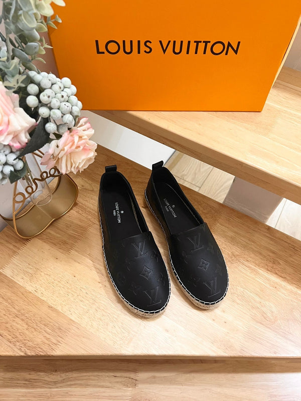 Espadrillas LV in pelle di pecora nera goffrata 240628