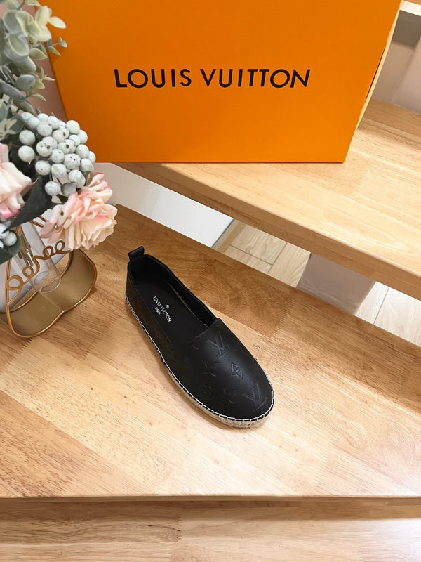 Espadrillas LV in pelle di pecora nera goffrata 240628
