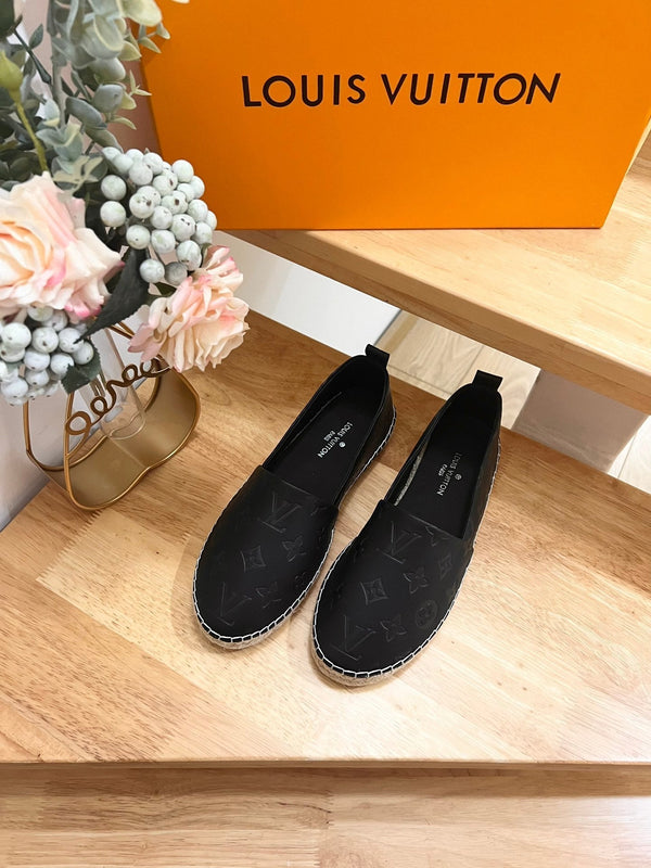 Espadrillas LV in pelle di pecora nera goffrata 240628