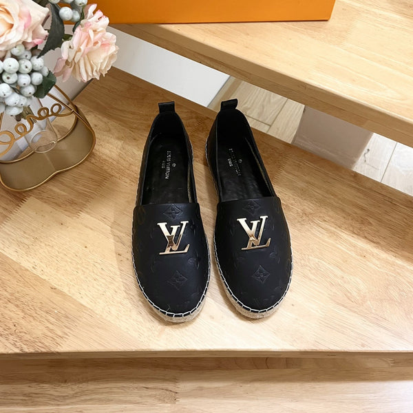 Espadrillas da pescatore in pelle di pecora nera con stampa LV 240629