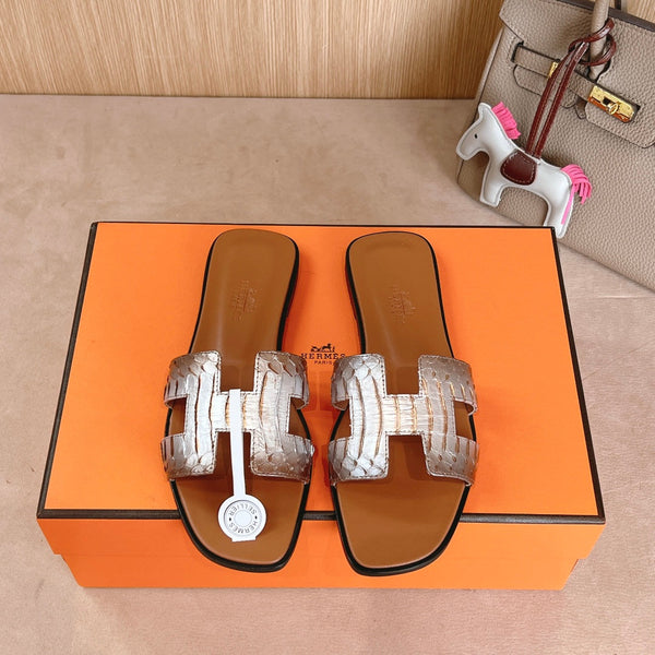 Sandali HM Oran in pelle di vitello marrone argento 312774