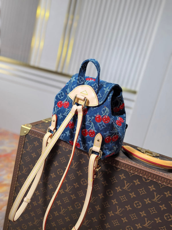 LV X TM VENICE NM Backpack Blue Cherry Denim Cowhide 256276