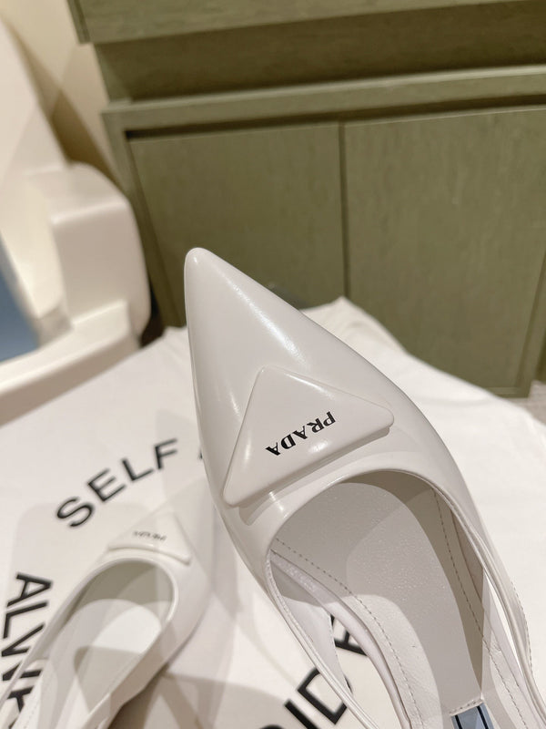 PRA 24ss Sling Back 30mm White Patent Leather 449686