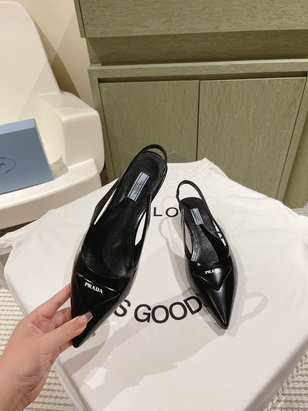 PRA 24ss Sling Back 30mm Black Patent Leather 449687