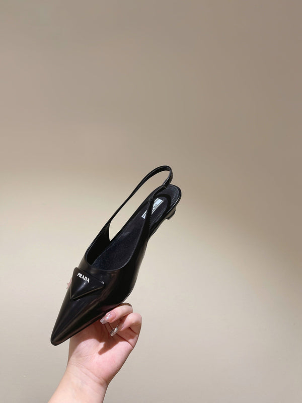 PRA 24ss Sling Back 30mm Black Patent Leather 449687