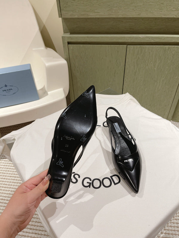 PRA 24ss Sling Back 30mm Black Patent Leather 449687