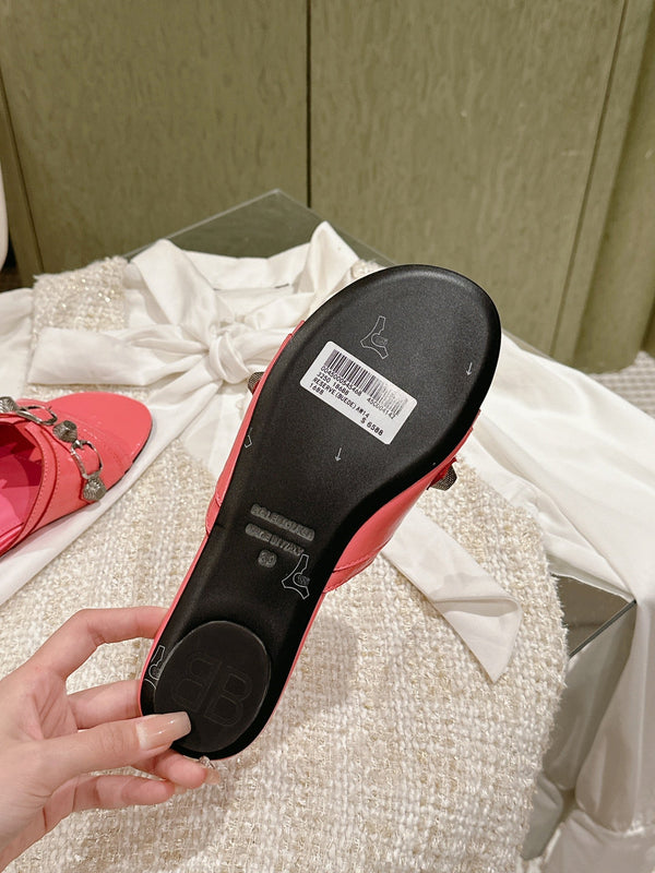 CAGOLE FLAT SANDALS IN ROMAN PINK WAX-OIL SHEEPSKIN