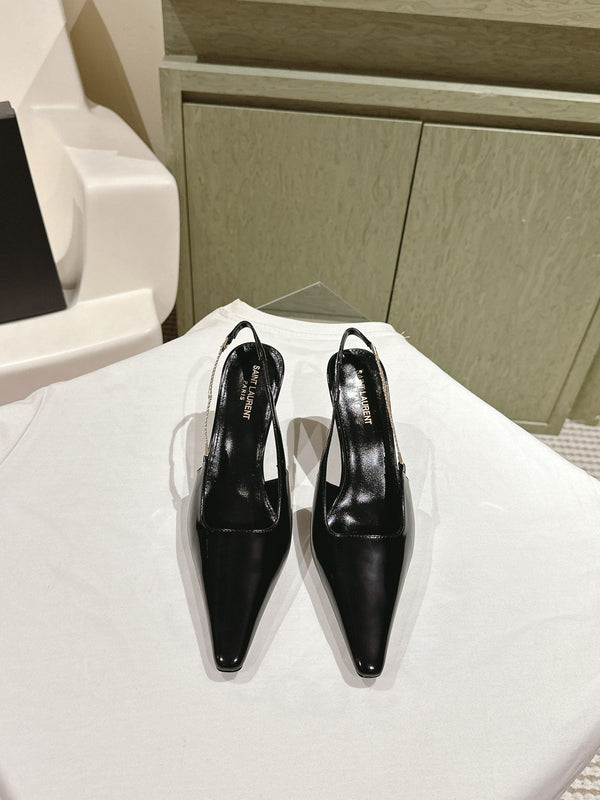 BLAKE SLINGBACK PUMPS 80 IN BLACK LEATHER